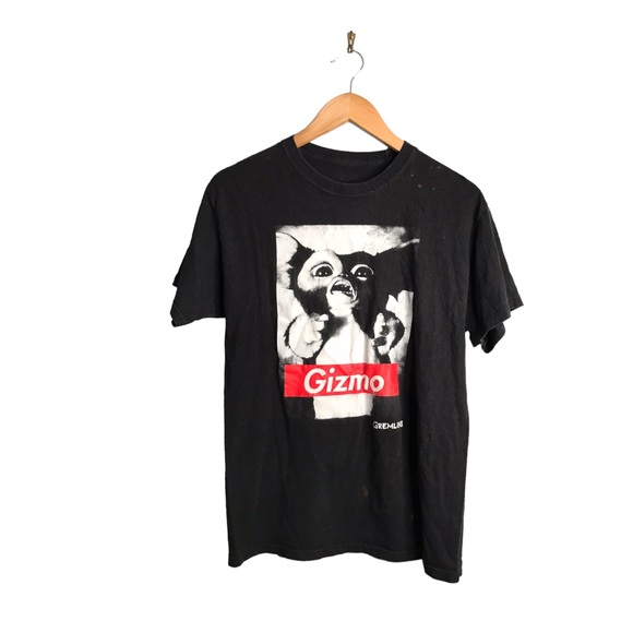 Tops - Gizmo graphic bleach distressed black T-shirt